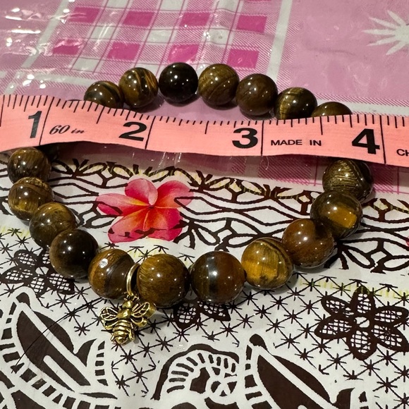 NWT Yellow Tiger Eyes Bracelet Beads Size Unisex - Picture 5 of 5